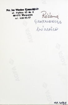 Różana, synagoga, opis na rewersie fotografii.