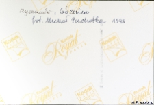 Ryman&oacute;w, synagoga, opis na rewersie fotografii.