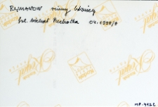 Ryman&oacute;w, synagoga, opis na rewersie fotografii.