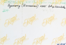 Żyżmory, synagoga drewniana, opis na rewersie fotografii.