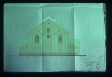 Orla, synagoga, elewacja frontoiwa, rysunek .