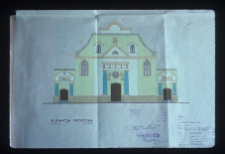 Orla, synagoga, elewacja frontowa, rysunek.