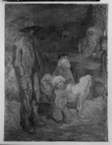 Gotlib, Henryk, Mężczyzna z dziećmi i psem, olej