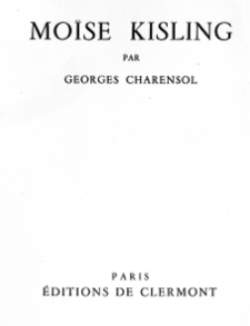 Kisling, Mojżesz, Moise Kisling par Georges Charesnol, Editions de Clermont, Paris, strona tytułowa