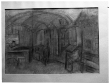 Markowicz, Artur, Wnętrze bożnicy, pastel