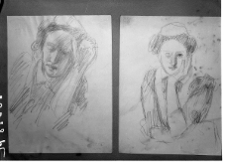 Markowicz, Artur, Dwa szkice kobiety podpierającej głowę, rysunek