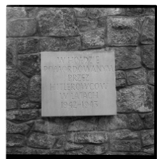 Sobib&oacute;r, niemiecki nazistowski ob&oacute;z zagłady, Pomnik Męczeństwa, fragment, tablica.