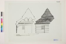 Śniadowo, synagoga, przekr&oacute;j i elewacja.