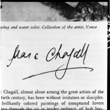 Marc, Chagall, Sygnatura malarza, reprodukcja