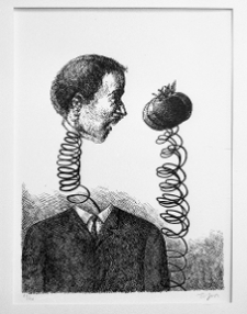 Topor, Roland, Plus pres de moi ma pomme, 1972, litografia