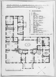 Birżyniany, dwór. Plan wnętrza i umeblowania. Rzut poziomy parteru. Rys. Antoni Gorski, 1940.