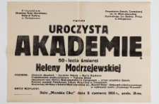 0134. Afisz informujący o obchodach 50-lecia śmierci Heleny Modrzejewskiej