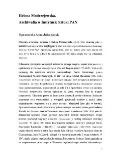 0000. Helena Modrzejewska. Archiwalia w Instytucie Sztuki PAN