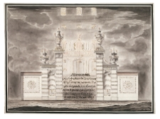 Iluminacja bramy i fasady pałacu wojewody sandomierskiego Jana Tarły z okazji narodzin królewny Marii Kunegundy w 1740 r.