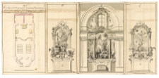Kości&oacute;ł Św. Wawrzyńca w Woli. Projekt przebudowy, rzut i widoki ołtarzy iluzjonistycznych