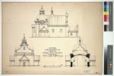 Korzec, kości&oacute;ł św. Antoniego, przekr&oacute;j i widoki