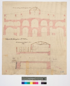 Dubno, założenie zamkowe, d. zamek Ostrogskich: przekroje poprzeczny i podłużny