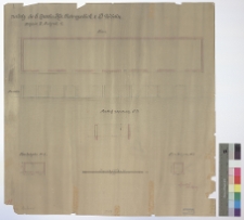 Dubno, założenie zamkowe, stajnia: rzut, przekr&oacute;j, fasada