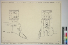 Łuck, zamek, wieża bramna: fasada i elewacja pn.-zach.