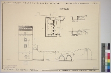 Łuck, zamek, wieża Świdrygiełły: fasada, pałac wielkoksiążęcy: rzut i przekroje piwnic