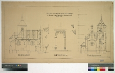 Jazłowiec, cerkiew św. Michała Archanioła, przekroje podłużny i poprzeczny, widok portalu