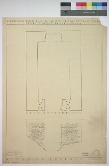 Międzyrzec ostrogski, cerkiew i monastyr św. Tr&oacute;jcy (d. klasztor franciszkan&oacute;w), rzut i widok bramy w pn. murze obronnym