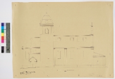 Dubno, d. kości&oacute;ł bernardyn&oacute;w p.w. Niepokalanego Poczęcia NMP, elewacja pn.