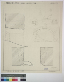 Milulińce, zamek, brama pn.: widok, rzut, przekr&oacute;j