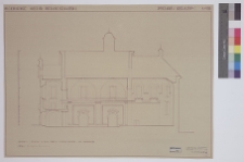 Krzemieniec, kości&oacute;ł pofranciszkański Wniebowzięcia Matki Bożej (sob&oacute;r św. Mikołaja), przekr&oacute;j podłużny