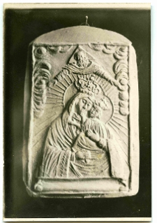 Lw&oacute;w,Matka Boska z Dzieciątkiem, płaskorzeźba, ceramika