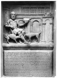 Lw&oacute;w, kości&oacute;ł i szpital świętego Łazarza, Łazarz przed domem bogacza, płaskorzeźba