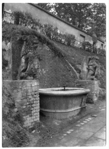 Lw&oacute;w, studnia z lwami pod murem kościoła świętego Łazarza, ulica Kopernika