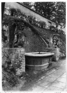 Lw&oacute;w, studnia z lwami pod murem kościoła świętego Łazarza, ulica Kopernika