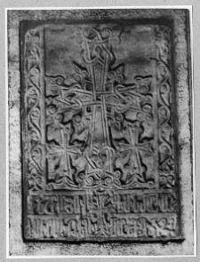 Lw&oacute;w, katedra Wniebowzięcia Najświętszej Marii Panny, katedra ormiańska, tabliczka alabastrowa z chaczkarami w prezbiterium