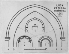 Lw&oacute;w, katedra Wniebowzięcia Najświętszej Marii Panny, katedra ormiańska, łęki, rysunek