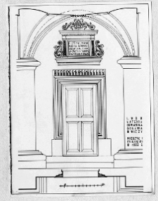 Lw&oacute;w, katedra Wniebowzięcia Najświętszej Marii Panny, katedra ormiańska, odrzwia w wieży, rysunek