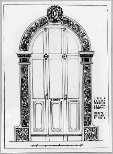 Lw&oacute;w, katedra Wniebowzięcia Najświętszej Marii Panny, katedra ormiańska, odrzwia zakrystii, rysunek, plan