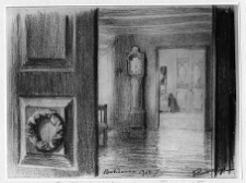 Bohdan&oacute;w, dw&oacute;r Ruszczyc&oacute;w, amfilada wnętrz, rysunek Ferdynanda Ruszczyca z 1914 r.