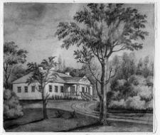 Brenne, dw&oacute;r od strony podjazdu, rysunek Napoleona Ordy z 1863 r.