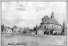 Cudn&oacute;w, kości&oacute;ł parafialny, rysunek Napoleona Ordy, 1874 r.