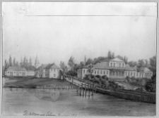 Dasz&oacute;w, pałac Potockich, widok og&oacute;lny założenia wg Napoleona Ordy, 1872 r.