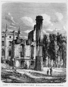 Dowspuda, pałac Pac&oacute;w, fragment, rycina Edwarda Gorazdowskiego z 1865 r.