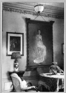 Dubiecko, pałac Krasickich, fragment saloniku z portretem Marii Konarskiej, obraz olejny Blaasa de Lazze z 1913 r.