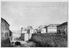 Dubno, widok og&oacute;lny zamku, litografia wg rysunku Napoleona Ordy