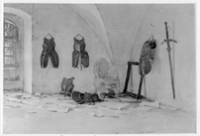 Dziewiątkowicze, pałac, fragment sali na parterze, rys. Konrada Czarnockiego z 1925 r.