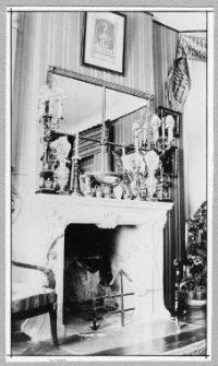 Dzwonicha, pałac Jaroszyńskich, kominek w bibliotece