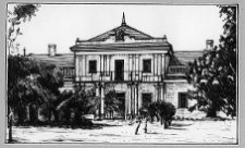 Gr&oacute;dek nad Dniestrem, pałac, elewacja frontowa, rys. Jerzy Chodasiewicz