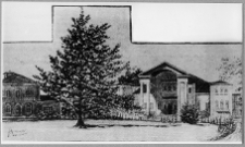 Hieronim&oacute;w, pałac Dziekońskich wraz z oficyną, rys. J. Myszkowski, 1886 r.