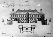 Podhorce, reprodukcja rysunku pałacu, rzut boczny