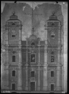 Lubiesz&oacute;w, rysunek przedstawiający fasadę kościoła pijar&oacute;w